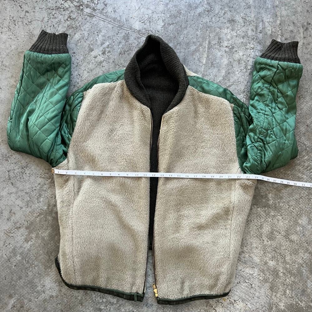 Vintage Cooper Sportswear Reversible Suede Fleece Bomber Jacket XL Olive - Picture 10 of 10